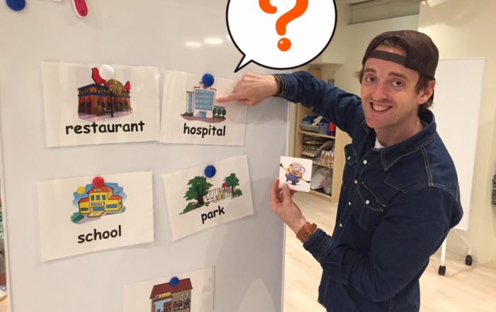 Where ~ ?のいろいろな使い方。答え方。場所や建物の名前と一緒に覚えていって、ゲームをクリアしよう！