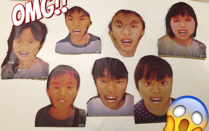 Where is ~?/He is at the〜.ゲームでセンテンスをマスター／狼男とワニがスクールに現れました！