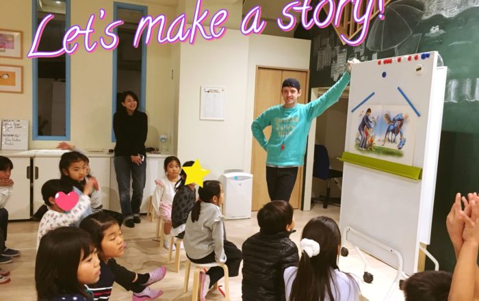 今日は自分たちでストーリーを作ってみました。