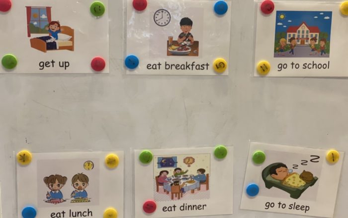 Pre-area（初級クラス）は単語だけでなくSentence（文章）を練習しています