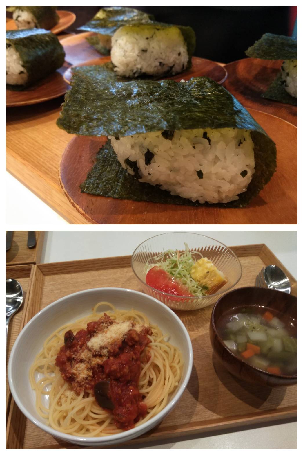 【青葉校】ミートソーススパゲティとおにぎり