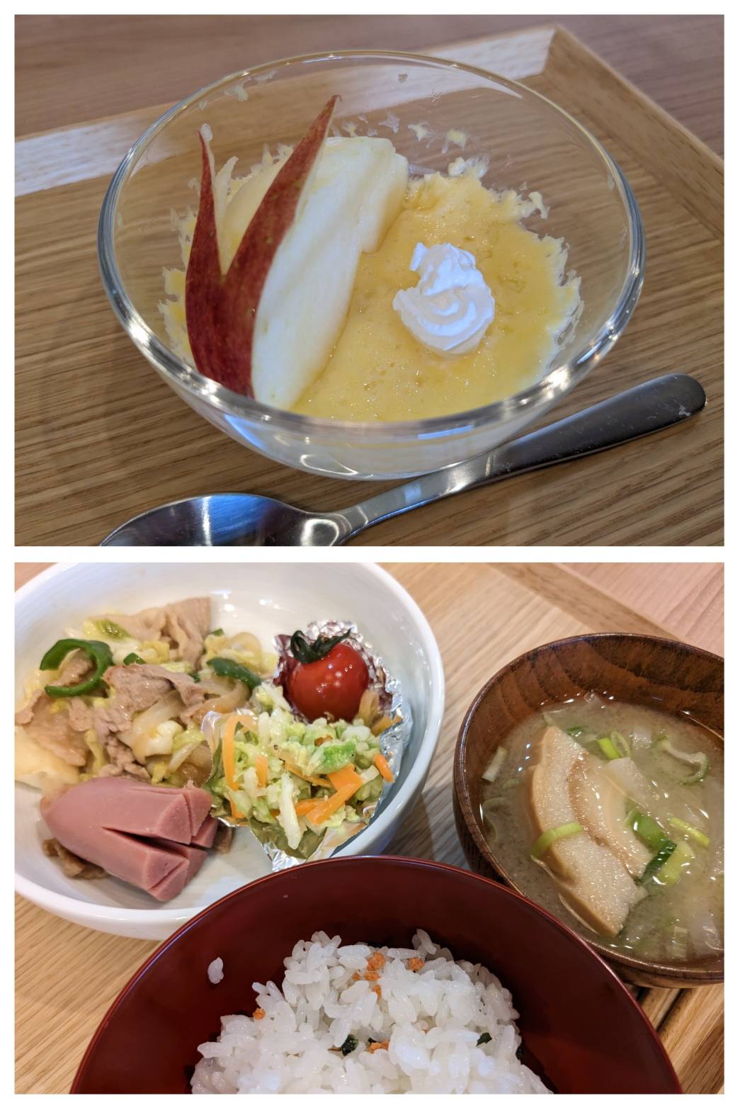 【都筑校】プリンと豚バラ野菜炒め～！