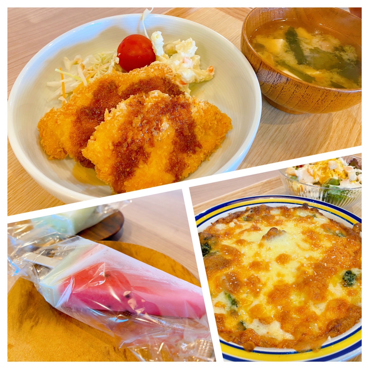 【都筑校】チキンカツ、スイカバーとマカロニグラタン！